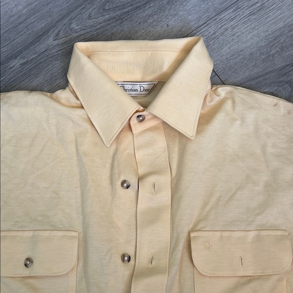 VINTAGE Christian Dior Men's Butter Yellow Button Down Shirt - Picture 1 of 6